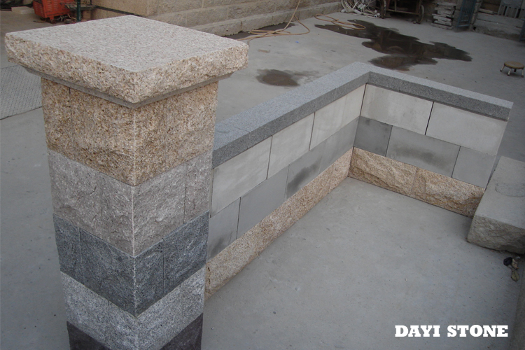 Wall Bricks yellow Grey Dark Grey Black Granite Stone Natural Split - Dayi Stone